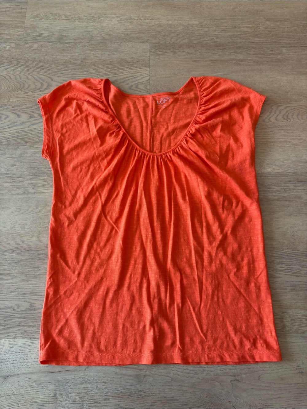 LOFT Orange Scoop Neck Cap Sleeve Tee